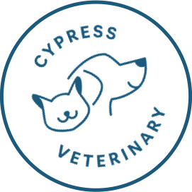 Cypress Veterinary stamp with a cat and dog illustration